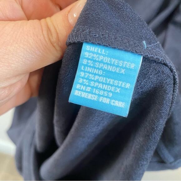 J. McLaughlin Sia Faux Suede Stretch Dress XS Blue Classic Chic Career Midi - Picture 8 of 9